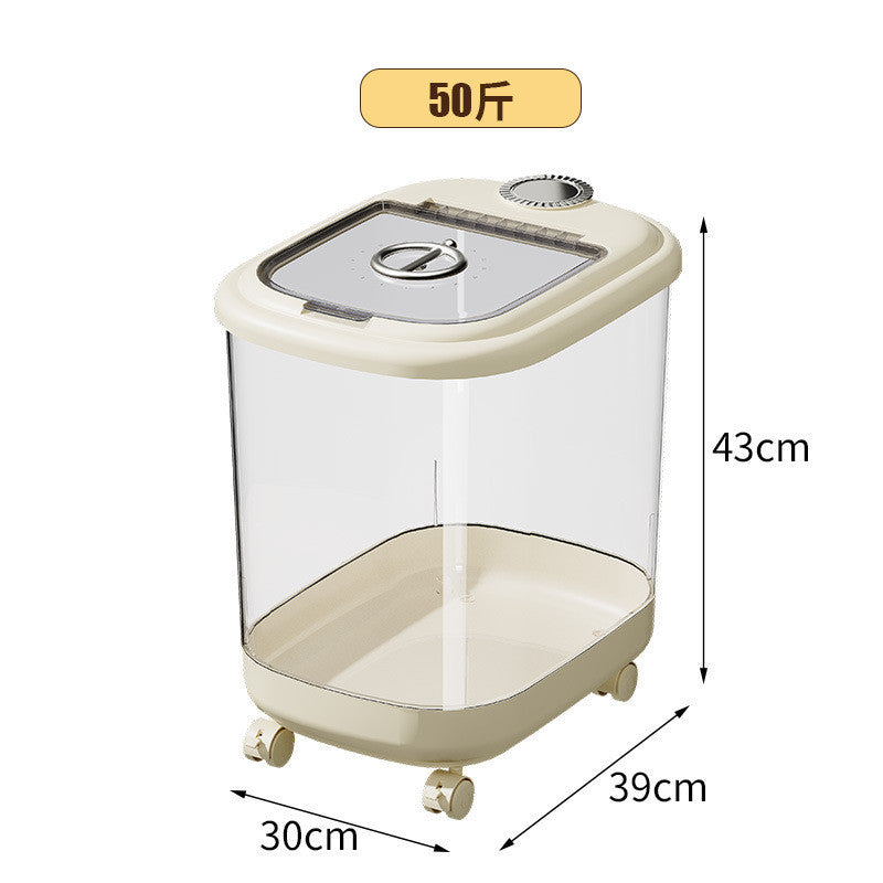 ภาชนะเก็บข้าว ป้องกันแมลงและความชื้น มีล้อเพื่อความสะดวกในการเคลื่อนย้าย - 图片7