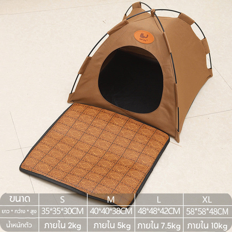 หลุมนอนแมว เบาะแมว บ้านแมวกระโจม ป้องกันความชื้นที่ด้านล่าง พับเก็บได้ สดชื่นและระบายอากาศ กระโจมแมว