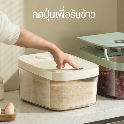 ภาชนะเก็บข้าว ทำจากพลาสติกคุณภาพสูง มีฝาปิดแบบเลื่อนและถ้วยตวง - 图片1