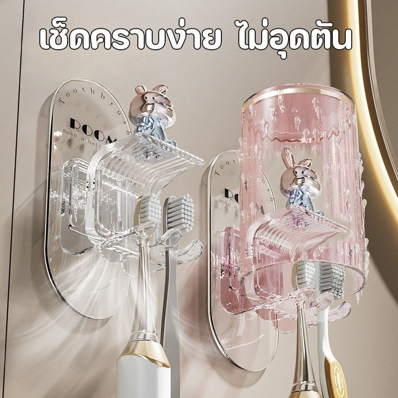 ที่วางแปรงสีฟันติดผนังรูปกระต่าย ไม่ต้องเจาะรู ป้องกันเชื้อรา และระบายอากาศได้ดี - 图片4