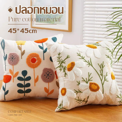 ปลอกหมอนลายดอกไม้ ขนาด 45*45 ซม. - 主图