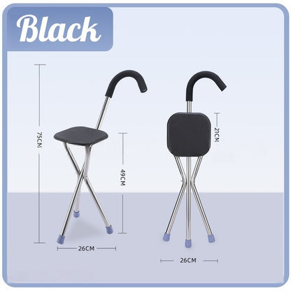 ไม้เท้า 2-in-1 สำหรับผู้สูงอายุนี้ มีฐานกันลื่น รับน้ำหนักได้ดี และพกพาสะดวก