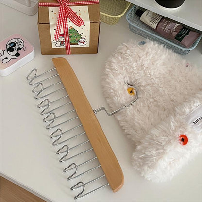 ไม้แขวนเสื้อไม้เนื้อแข็งพร้อมตะขอ 8 อัน - 图片8