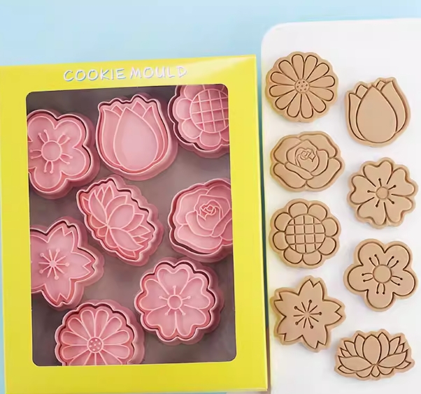แม่พิมพ์คุกกี้รูปดอกไม้ - ชุด 8 ชิ้น