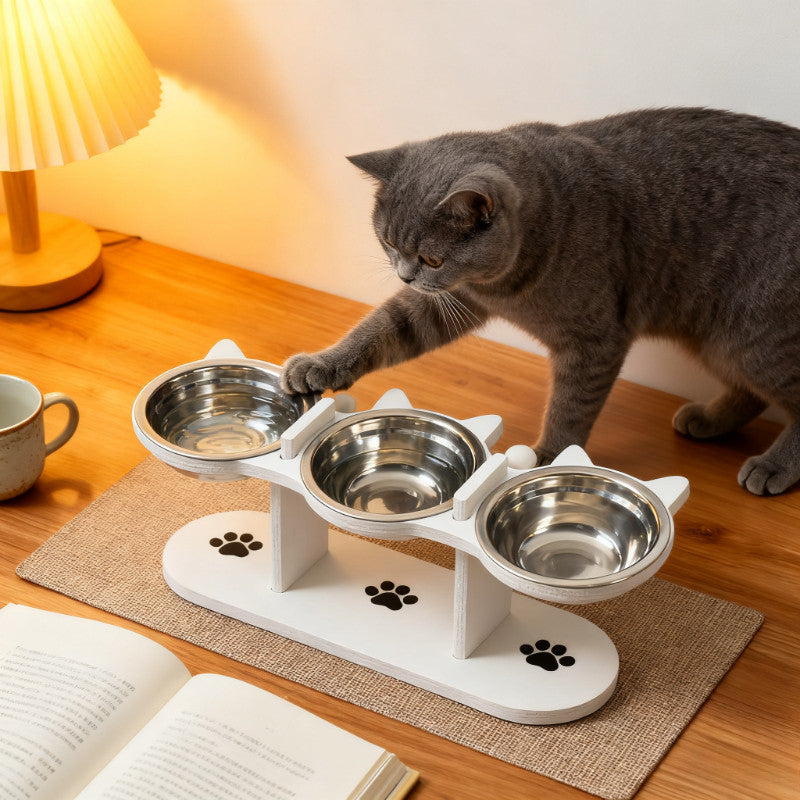 ชามอาหารแมวทรงสูง 3 ใบ ทำจากสแตนเลสสตีลที่ทนทาน - 图片5
