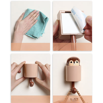 ตะขอกระรอกไม่มีการเจาะตะขอตะขอติดหนึบขนาดเล็กสร้างสรรค์ตะขอแขวนผนัง - 图片7