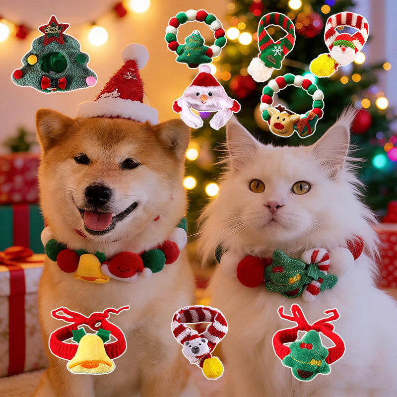 ผ้าพันคอสัตว์เลี้ยงคริสต์มาสและปลอกคอแมว/สุนัข - 主图