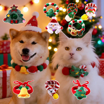 ผ้าพันคอสัตว์เลี้ยงคริสต์มาสและปลอกคอแมว/สุนัข - 主图