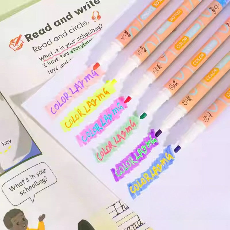 ปากกาไฮไลท์สองด้าน สีติดทนนาน ไม่ซีดจาง - 图片1