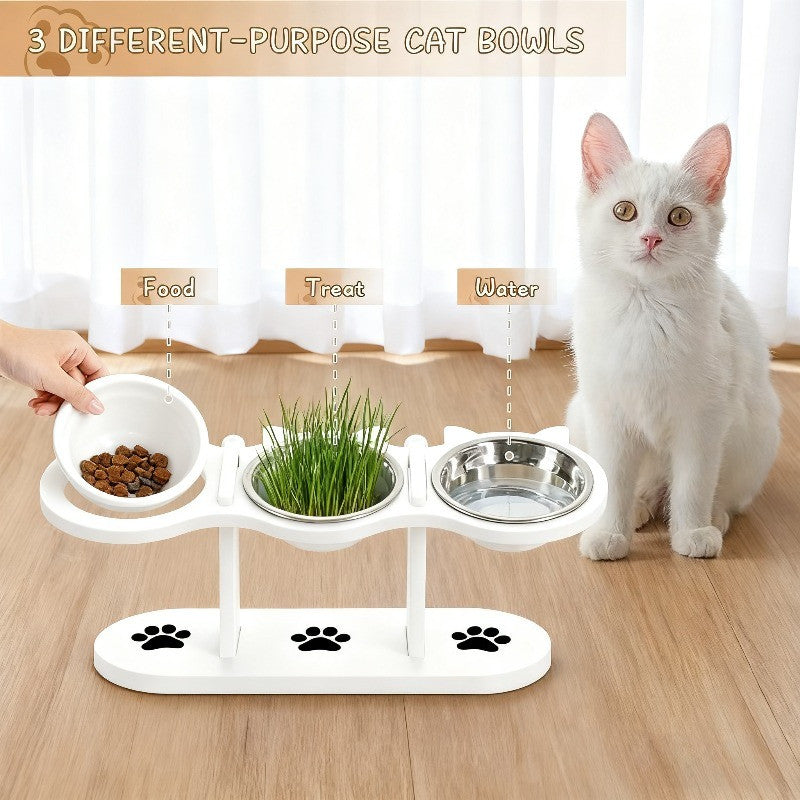 ชามอาหารแมวทรงสูง 3 ใบ ทำจากสแตนเลสสตีลที่ทนทาน - 图片4