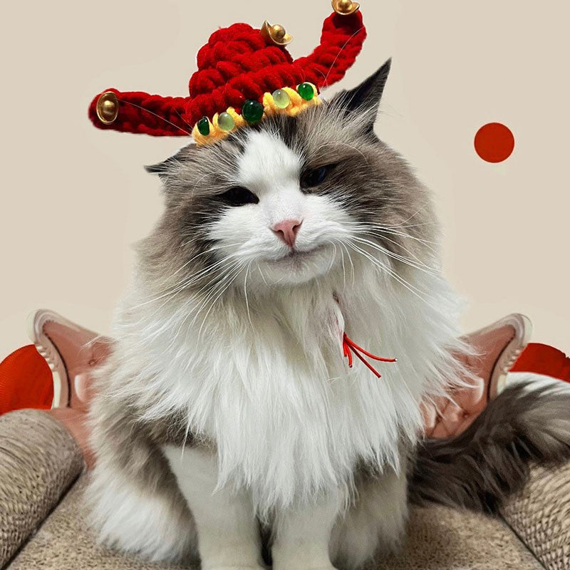 หมวกเชิดสิงโตสไตล์จีนสำหรับสัตว์เลี้ยงปีใหม่ - 图片2