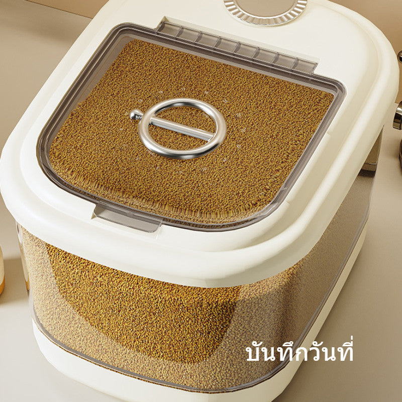 ภาชนะเก็บข้าว ป้องกันแมลงและความชื้น มีล้อเพื่อความสะดวกในการเคลื่อนย้าย - 图片5