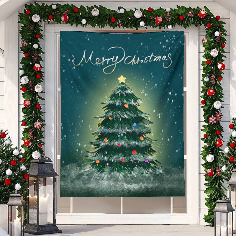 ผ้าแขวนผนังและฉากหลังลายคริสต์มาส เหมาะสำหรับตกแต่งบ้านและห้องนอน - 主图