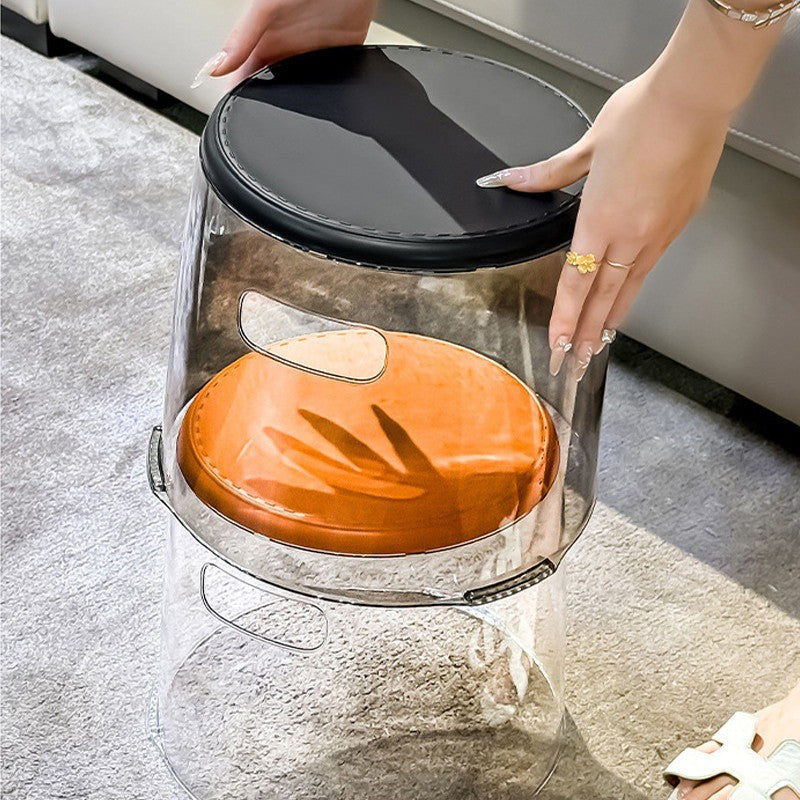 ม้านั่งกลมโปร่งใสแบบ 2in1: ผสานฟังก์ชั่นการนั่งและการจัดเก็บเข้าด้วยกัน - 图片4