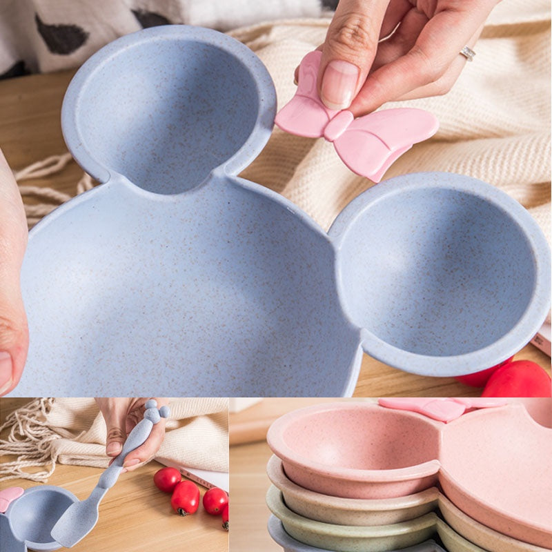 ชามสำหรับเด็กมีช้อนและส้อมมาให้ด้วย และมีลายมิกกี้เมาส์ - 图片3