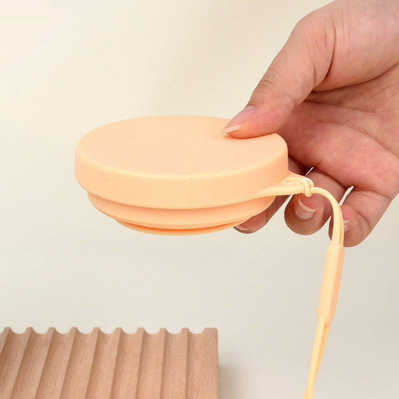 แก้วน้ำพับได้  silicone folding cup ถ้วยยืดไสลด์ มีที่หิ้วมีฝาปิด - 图片3