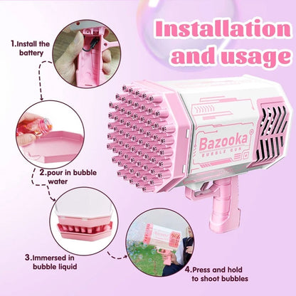 ปืนเป่าฟองสบู่ 69 รู เป่าฟองสบู่ได้จำนวนมาก พร้อมเอฟเฟกต์แสงไฟ - 图片4