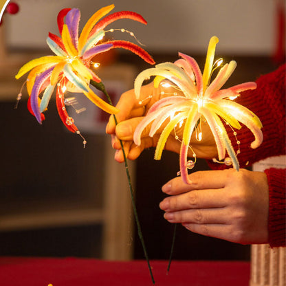 ของเล่นดอกไม้ไฟจากไหมพรมกำมะหยี่ DIY ของขวัญปีใหม่ (พร้อมไฟ) - 图片3