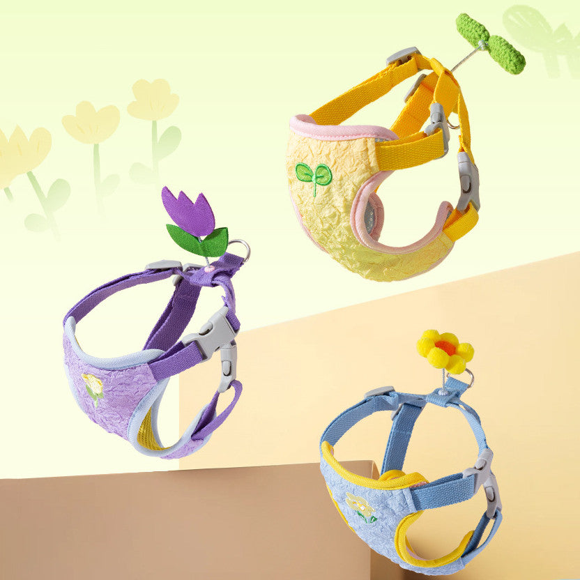 ชุดสายจูงและปลอกคอสำหรับสัตว์เลี้ยง ปรับได้ สวมใส่สบาย และระบายอากาศได้ดี - 图片1