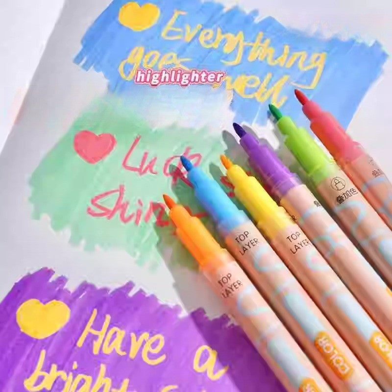 ปากกาไฮไลท์สองด้าน สีติดทนนาน ไม่ซีดจาง - 图片2