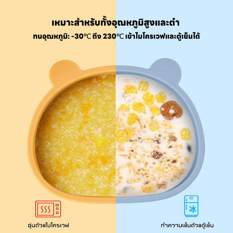 ชามอาหารซิลิโคนสำหรับเด็ก พร้อมช้อนและส้อม 300มล. - 图片5