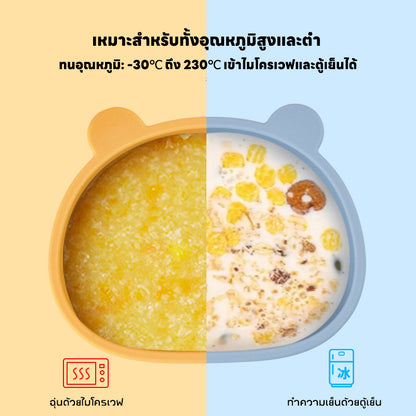 ชามอาหารซิลิโคนสำหรับเด็ก พร้อมช้อนและส้อม 300มล. - 图片5