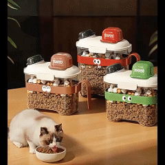 Pet Food Container, Cat Food Dispenser, Vacuum Storage Box, Dry Food Storage, Moisture-proof, with Measuring Cup