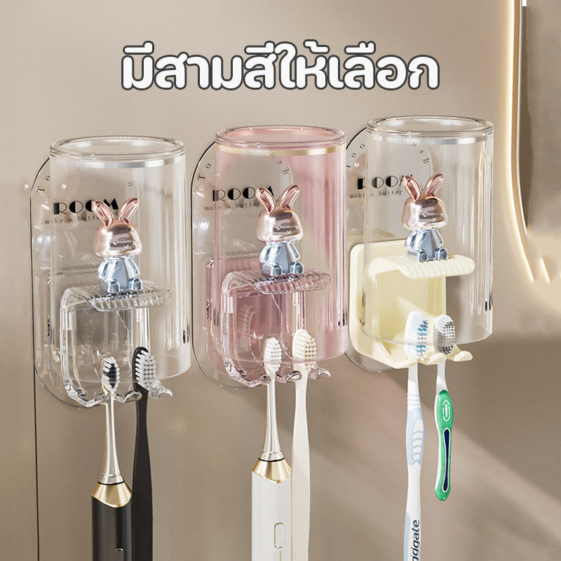 ที่วางแปรงสีฟันติดผนังรูปกระต่าย ไม่ต้องเจาะรู ป้องกันเชื้อรา และระบายอากาศได้ดี - 图片2