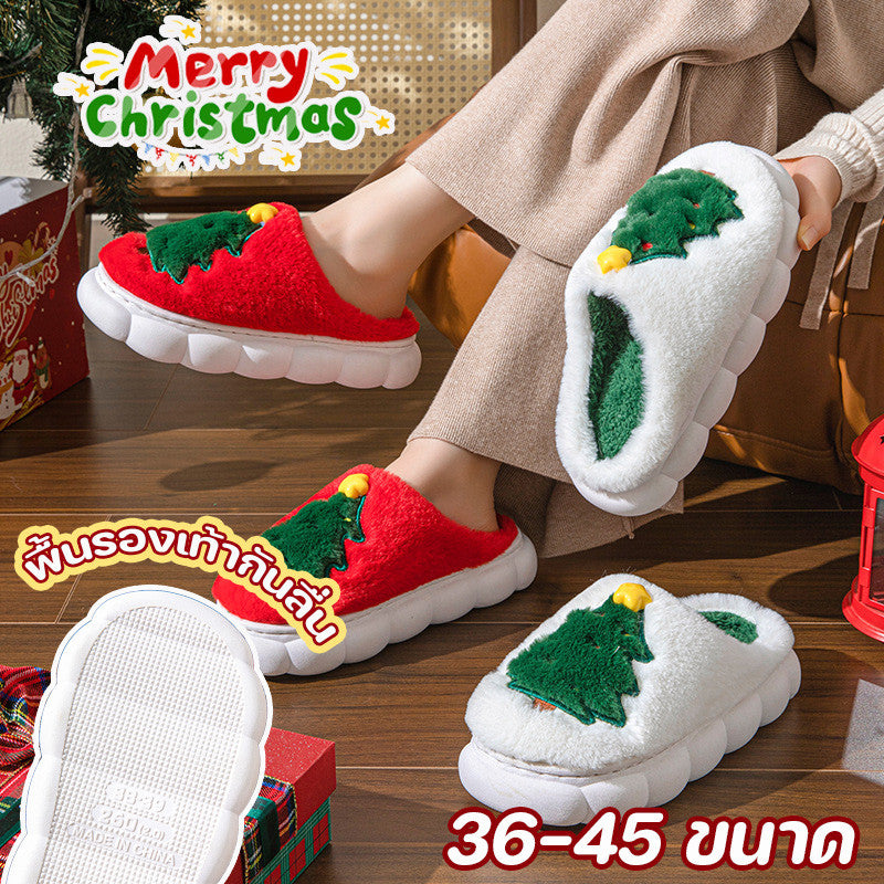 รองเท้าแตะในร่มลายต้นคริสต์มาส - 图片1