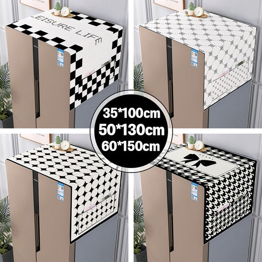 ผ้าคลุมตู้เย็น มีช่องเก็บของสองข้าง กันน้ํา กันลื่น กันน้ํามัน สไตล์นอร์ดิก สําหรับเครื่องซักผ้า เตาอบ ตู้เย็น