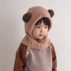 หมวกกันหนาวเด็ก หมวกปิดหูเด็ก ผ้านุ่ม กันลม กันคอ อบอุ่น เด็กเล็ก ใส่เที่ยว หน้าหนาว