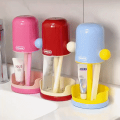 ที่วางแปรงสีฟัน กล่องแปรงสีฟัน กันฝุ่น ระบายน้ำ ถ้วยบ้วนปาก ที่เก็บของ ห้องน้ำ ปรับระดับ