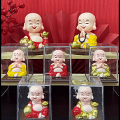 ตุ๊กตาพระเมตไตรย ตุ๊กตาหน้ารถ พลังงานแสงอาทิตย์ พยักหน้าอัตโนมัติ แต่งรถ เสริมโชค มั่งคั่ง