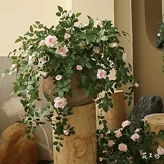 เถากุหลาบประดิษฐ์ ดอกกุหลาบปลอม ดอกไม้ตกแต่ง ผ้าไหม สมจริง ติดตั้งง่าย งานแต่ง สวน พร็อพถ่ายรูป