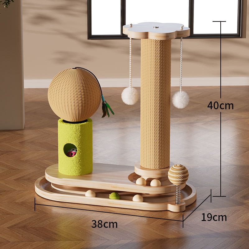 ของเล่นแมว เสาลับเล็บ ทำจากไม้เนื้อแข็ง ทนทานและทนต่อรอยขีดข่วน