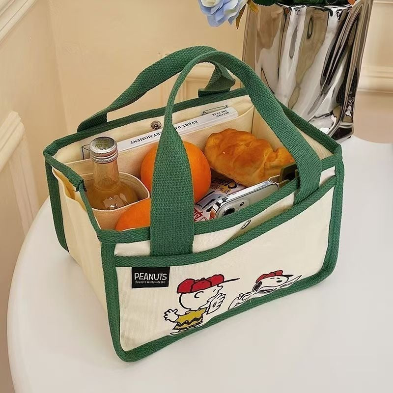 กระเป๋าใส่อาหารกลางวันผ้าแคนวาสหลายชั้นสุดเก๋ - 图片3