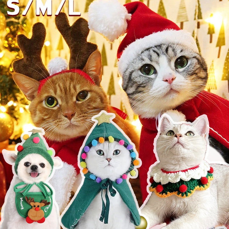 หมวกคริสต์มาสสำหรับสัตว์เลี้ยง เสื้อผ้าสัตว์เลี้ยง - 主图