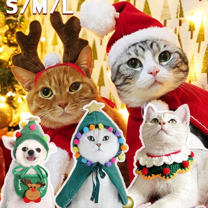 หมวกคริสต์มาสสำหรับสัตว์เลี้ยง เสื้อผ้าสัตว์เลี้ยง - 主图