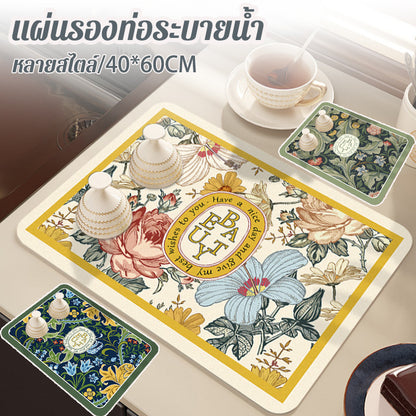 แผ่นรองซิลิโคนดูดซับน้ำ ขนาด 40x60 ซม. ทนความร้อนและกันลื่น เหมาะสำหรับใช้ในห้องครัว