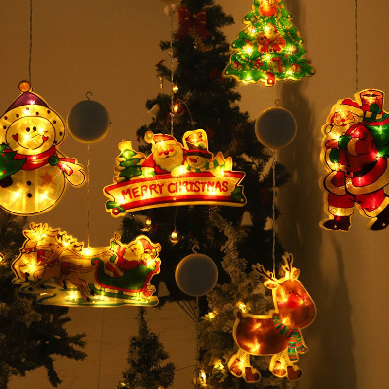 LED ไฟประดับ ไฟประดับวันหยุด ติดกระจกหน้าต่าง เครื่องประดับคริสต์มาส