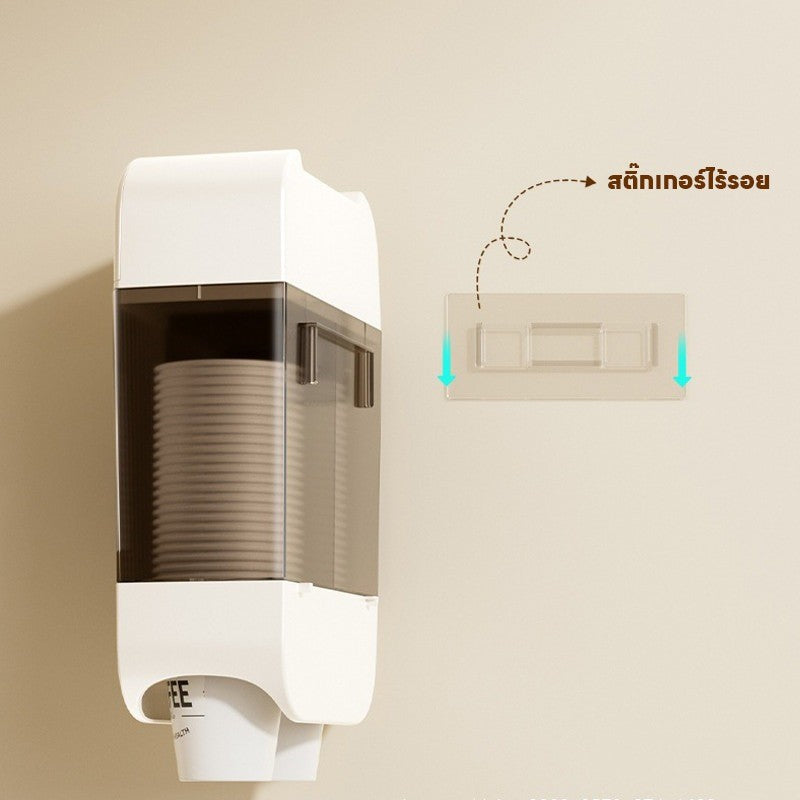 ที่วางแก้วกระดาษติดผนังแบบสองแถว ความจุ 70 ใบ ไม่ต้องเจาะรู - 图片4