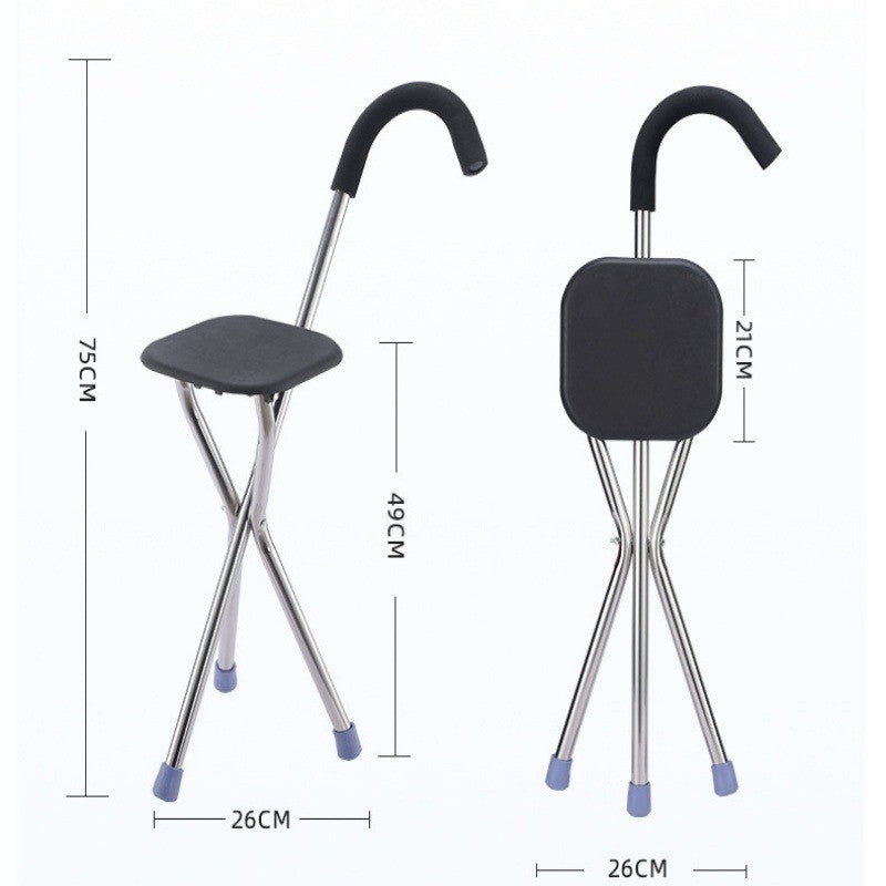 ไม้เท้า 2-in-1 สำหรับผู้สูงอายุนี้ มีฐานกันลื่น รับน้ำหนักได้ดี และพกพาสะดวก