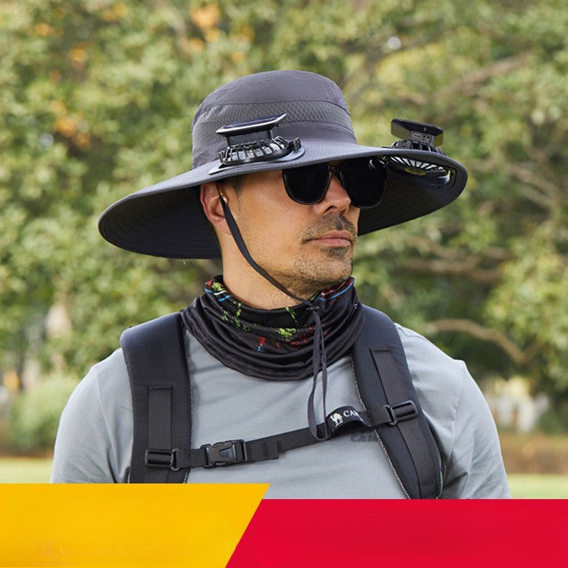 หมวกกันแดด, หมวกทรงถังพร้อมพัดลมในตัว, หมวกพัดลม - 图片7