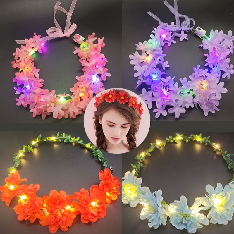 ที่คาดผมดอกไม้ พวงมาลัยเรืองแสง - 主图