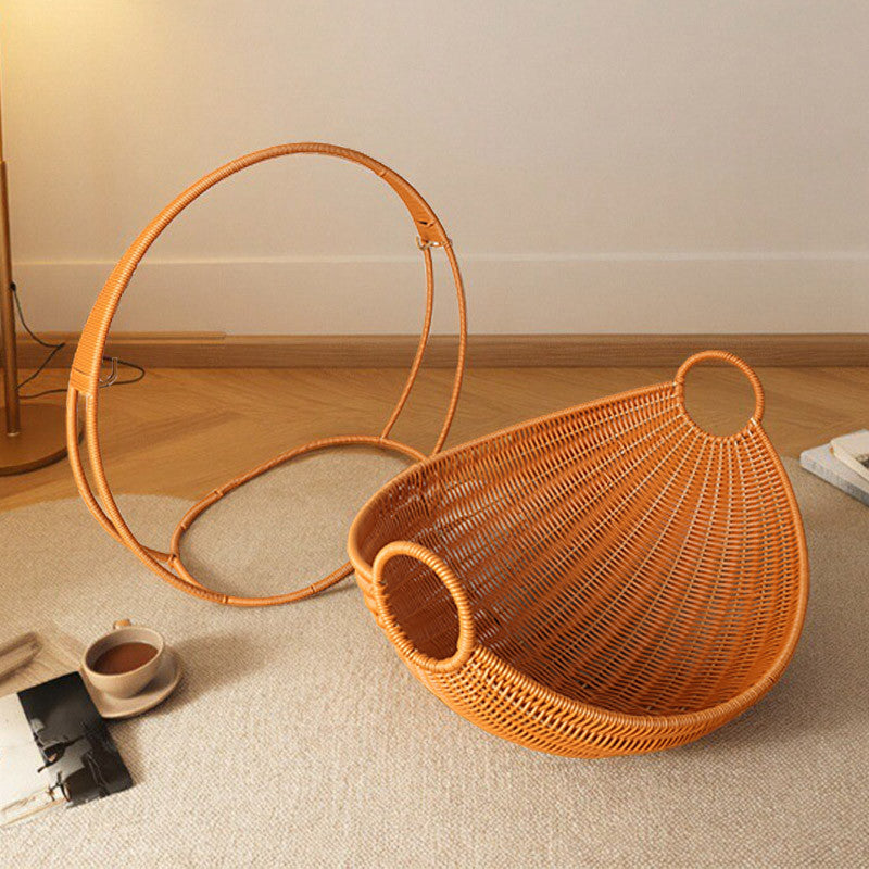 หวายแมวกรง เตียงแมวขนาดใหญ่ ตะกร้าแขวน วัสดุธรรมชาติ  สานกึ่งปิด ตะกร้าแขวนฤดูร้อน