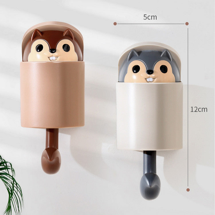 ตะขอกระรอกไม่มีการเจาะตะขอตะขอติดหนึบขนาดเล็กสร้างสรรค์ตะขอแขวนผนัง - 图片2