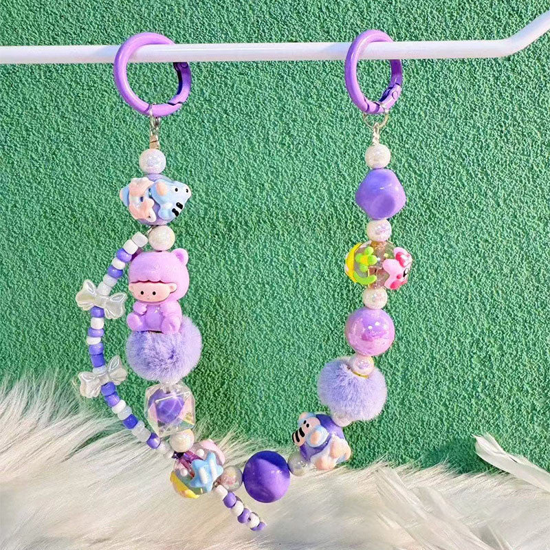พวงกุญแจลูกปัดสำหรับเด็ก ลูกปัดหลากสี สายคล้องโทรศัพท์มือถือ - 图片3