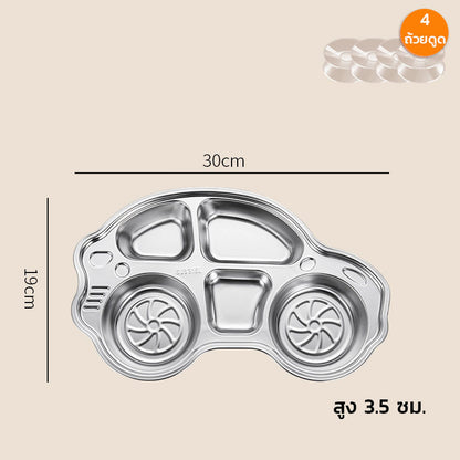 จานอาหารสแตนเลสสำหรับเด็ก พร้อมภาชนะใส่อาหาร 4/5 ช่อง - 图片6