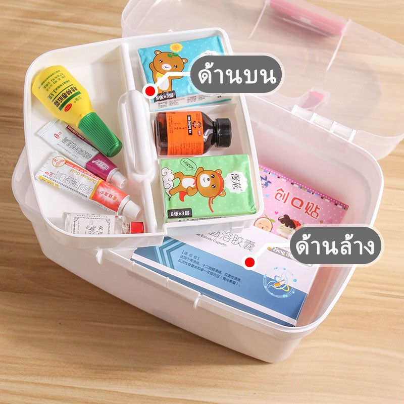 ชุดปฐมพยาบาล/กล่องยาประจำบ้าน แบบสองชั้น ความจุขนาดใหญ่ มีหูหิ้ว - 图片2