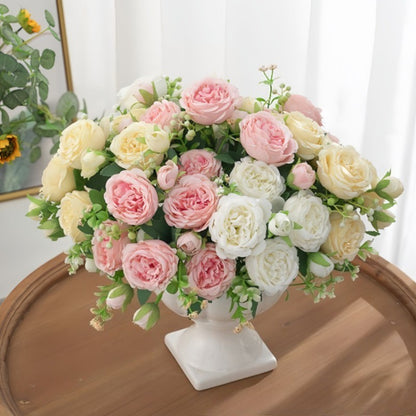 ดอกไม้ปลอม ช่อดอกกุหลาบ ดอกไม้ประดิษฐ์ DIY 5 ดอก  สําหรับตกแต่งบ้าน งานแต่งงาน
